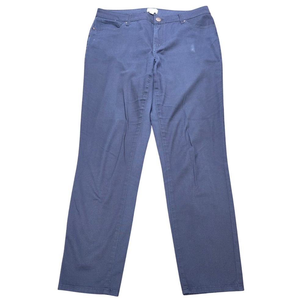 Crown & Ivy Straight Leg Pants Women's Size 10 Navy Blue Mid Rise Casual Work